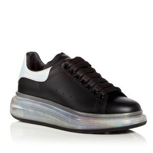 🌈 Alexander McQueen Oversized Iridescent Leather Clear Sole Sneakers